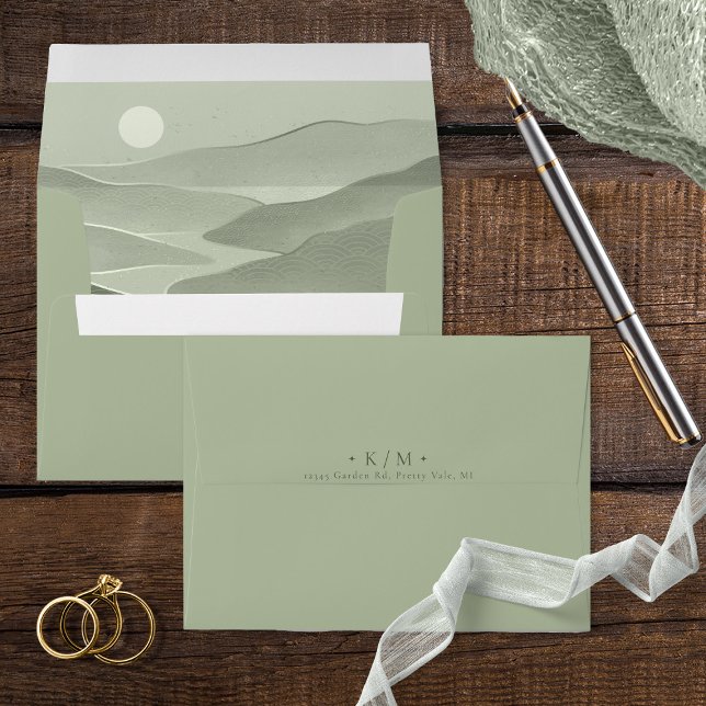Simply Chic Landscape Wedding Sage Green ID1046 Envelope (Creator Uploaded)