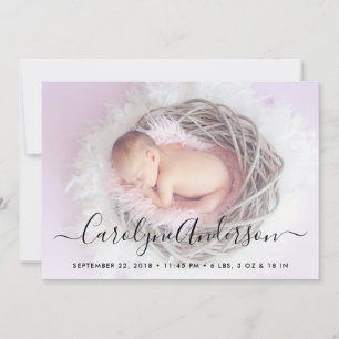 Simply Chic Lilac Polka Dots Birth Announcement