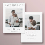 Simply Chic Modern Multi Photo Wedding  Save The Date<br><div class="desc">This simple, elegant modern photo wedding save the date flat card template features your names and details in black. It looks great with either sharp or rounded corners, try both looks in editing mode to see which grabs you! The default text colour on both sides is black and the vertical...</div>