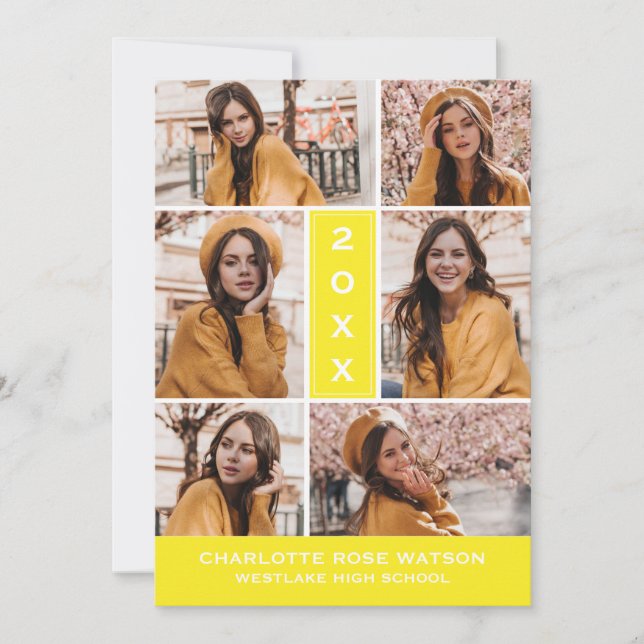 SIMPLY CHIC PHOTO COLLAGE GRADUATION INVITATION (Front)