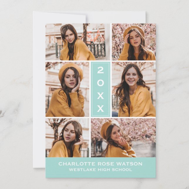 SIMPLY CHIC PHOTO COLLAGE GRADUATION INVITATION (Front)