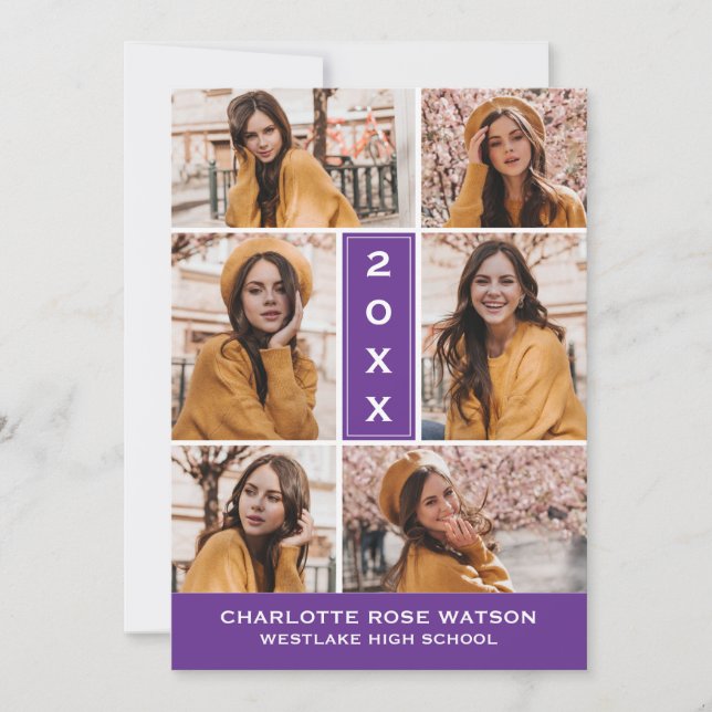 SIMPLY CHIC PHOTO COLLAGE GRADUATION INVITATION (Front)