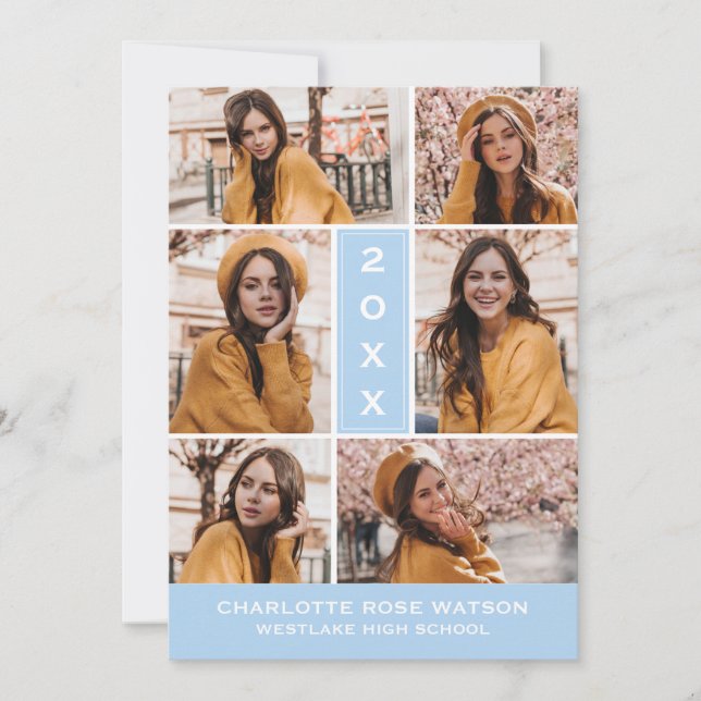 SIMPLY CHIC PHOTO COLLAGE GRADUATION INVITATION (Front)