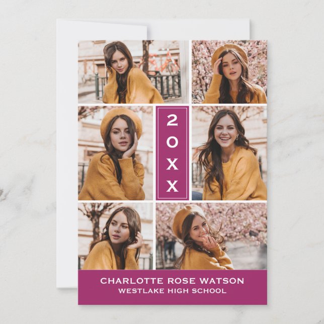 SIMPLY CHIC PHOTO COLLAGE GRADUATION INVITATION (Front)