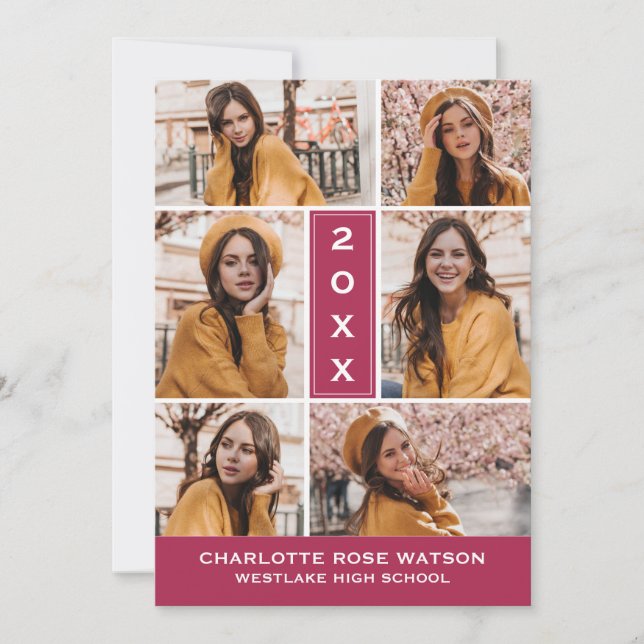 SIMPLY CHIC PHOTO COLLAGE GRADUATION INVITATION (Front)