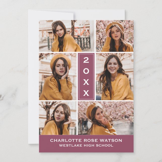 SIMPLY CHIC PHOTO COLLAGE GRADUATION INVITATION (Front)