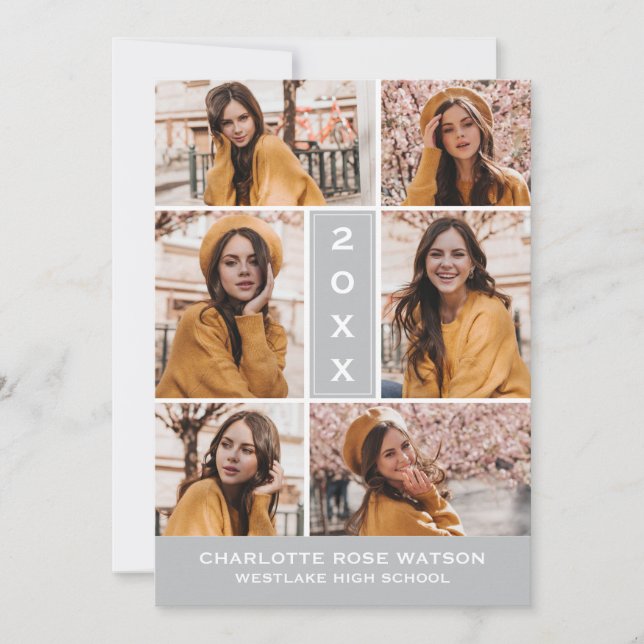 SIMPLY CHIC PHOTO COLLAGE GRADUATION INVITATION (Front)