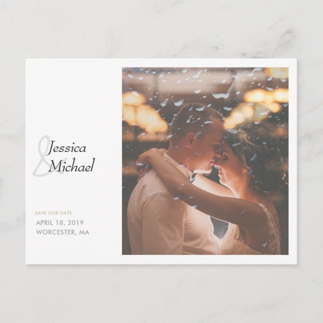 Simply Chic Photo Custom Wedding Save the Date Announcement Postcard (Front)