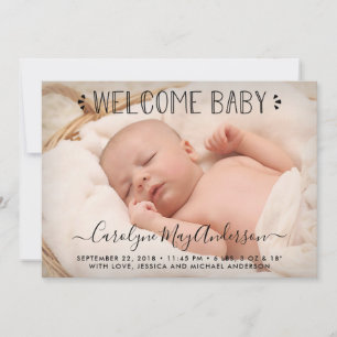 Simply Chic Pink Polka Dots Birth Announcement