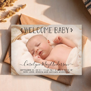 Simply Chic Pink Polka Dots Birth Announcement