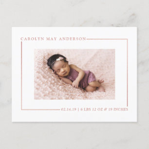 Simply Chic Rose Gold Foil Birth Announcement