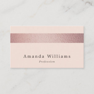 Simply Chic Rose Gold Foil Stripe On Blush Pink Business Card