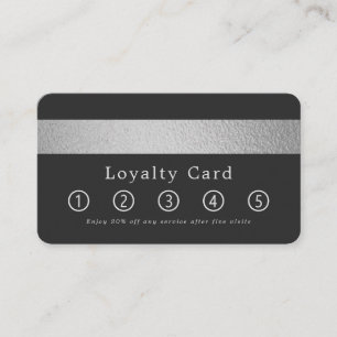 Simply Chic Silver Foil Stripe On Charcoal  Loyalty Card