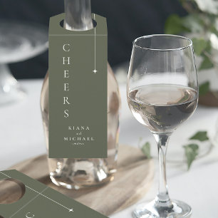 Simply Chic Wedding Cheers Moss Green ID1046 Bottle Tag