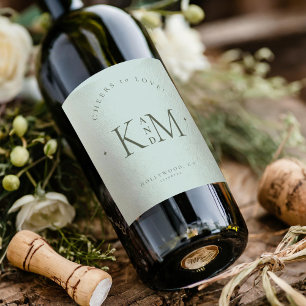 Simply Chic Wedding Cheers Sea Glass ID1046 Wine Label