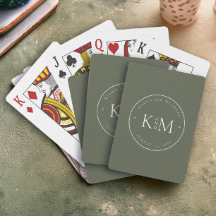 Simply Chic Wedding Initials Nature Moss ID1046 Playing Cards