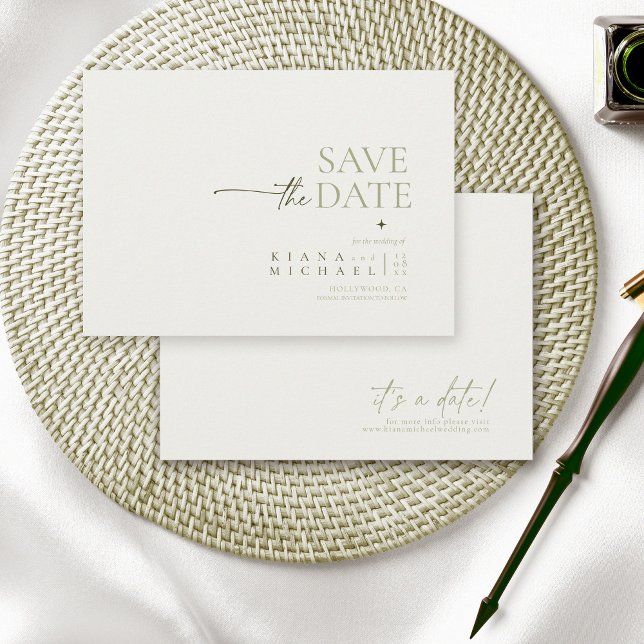 Simply Chic Wedding Pearl White ID1046 Save The Date (Creator Uploaded)