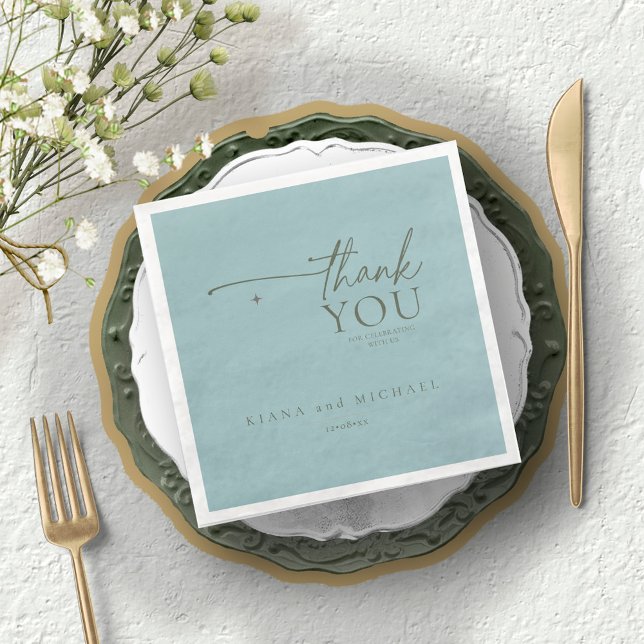 Simply Chic Wedding Thank You Dusty Teal ID1046 Napkin (Creator Uploaded)