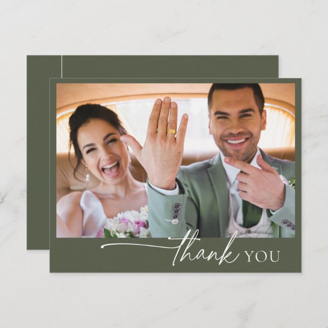 Simply Chic Wedding Thank You Moss Green ID1046 (Front/Back)