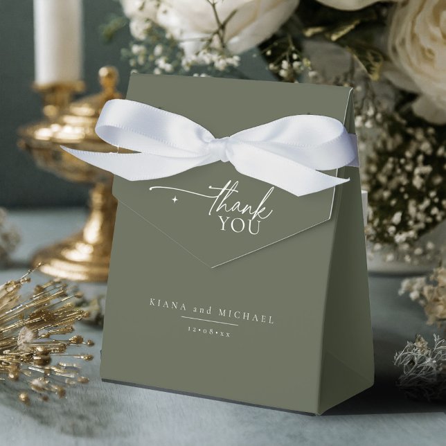 Simply Chic Wedding Thank You Moss Green ID1046 Favour Box (Creator Uploaded)