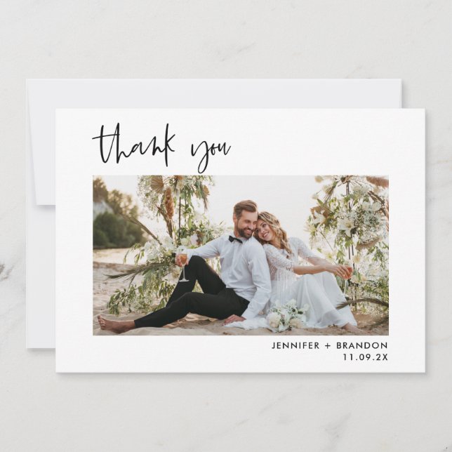 Simply chic Wedding Thank you photo Card (Front)