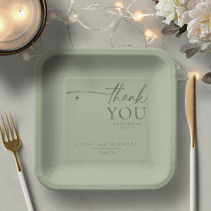 Simply Chic Wedding Thank You Sage Green ID1046 Paper Plate