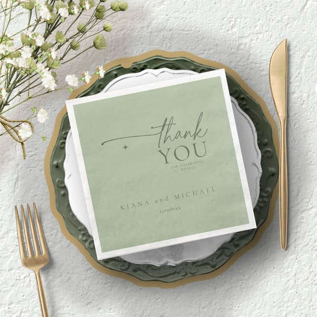 Simply Chic Wedding Thank You Sage/Moss ID1046 Napkin (Creator Uploaded)