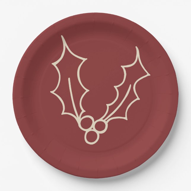 Simply Christmas Collection - Holly Paper Plate (Front)