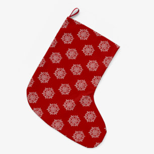 Simply Christmas Collection Red & White Snowflake Large Christmas Stocking