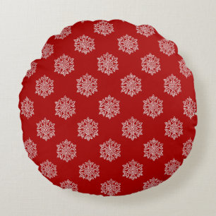 Simply Christmas Collection Red & White Snowflake Round Cushion