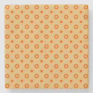 Simply Citrus Lemon Slices Floral Tiled Pattern Stone Coaster