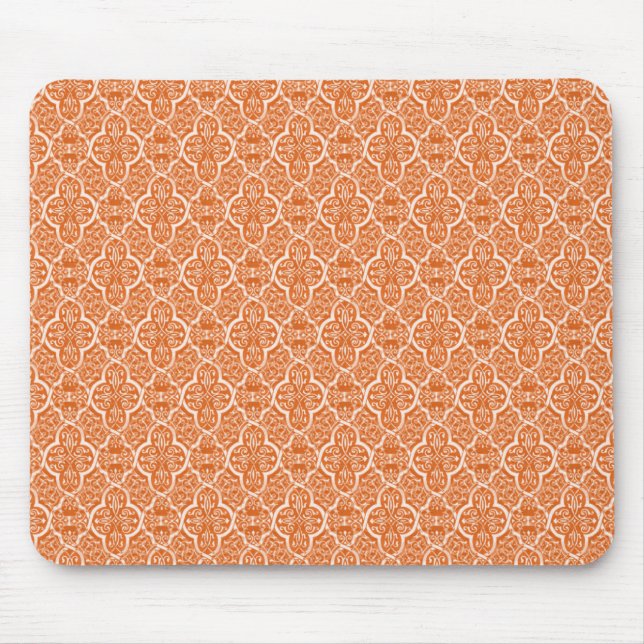 Simply Classic Damask Mousepad, Tangerine Mouse Mat (Front)