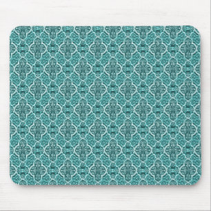 Simply Classic Damask Mousepad, Teal Mouse Mat