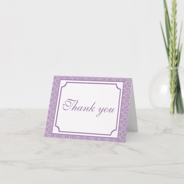 Simply Classic Damask Thank You Card (Front)