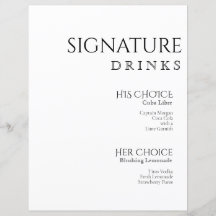 Simply Classic Signature Bar Menu