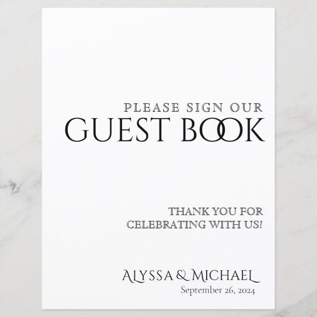Simply Classic Simple Guest Book (Front)