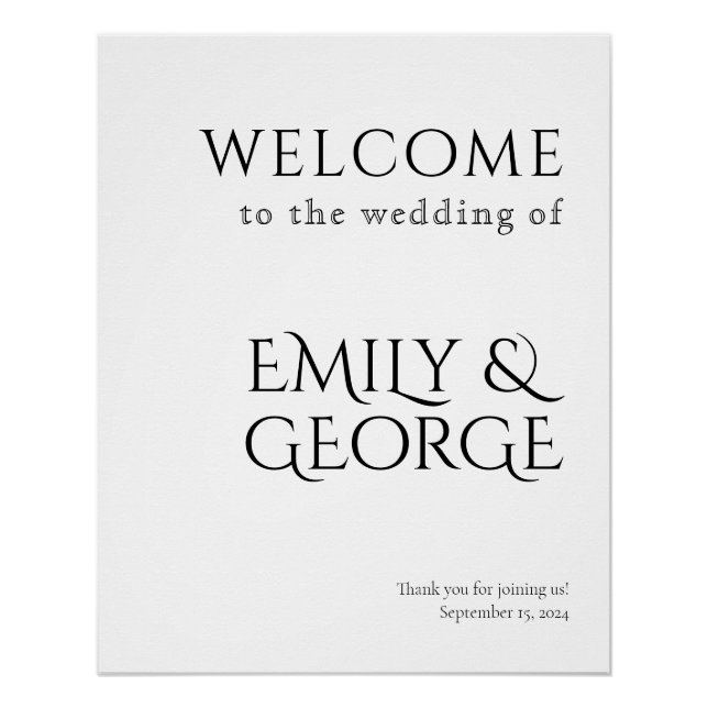 Simply Classic Vertical Wedding Welcome Sign (Front)