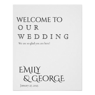 Simply Classic Vertical Wedding Welcome Sign