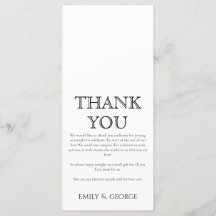 Simply Classic Wedding Menu & Thank You Card