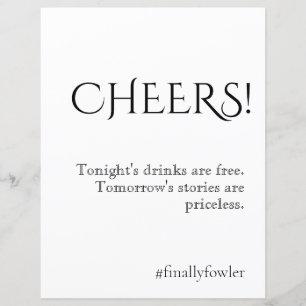 Simply Classic Wedding Open Bar Sign