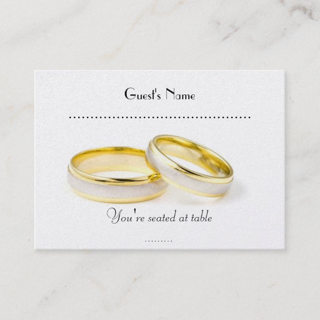 Simply Classic  Wedding Rings & Table Placecard (Front)