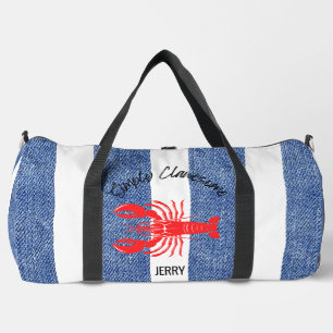 "Simply Clawesome" Striped Nautical Name Design Duffle Bag