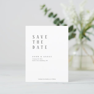 Simply clean minimal Modern Save The Date Postcard