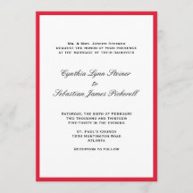 Simply colour border red black wedding invitation