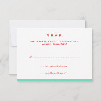 Simply colour border red teal wedding rsvp respons card