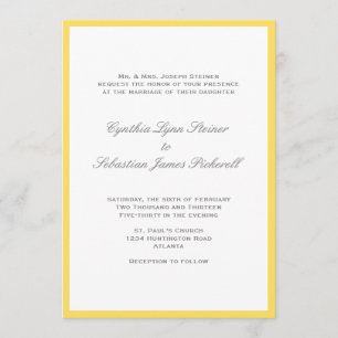 Simply colour border yellow grey wedding invitatio invitation