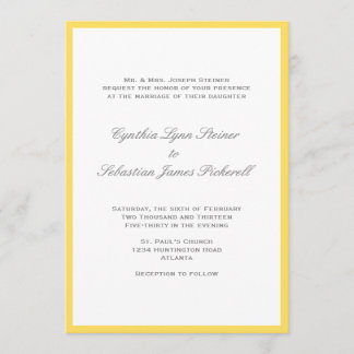 Simply colour border yellow grey wedding invitatio invitation