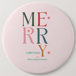 Simply Colourful Merry Christmas Pink 6 Cm Round Badge