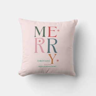 Simply Colourful Merry Christmas Pink Cushion