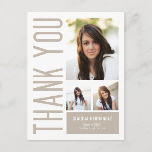 Simply Cool Editable Colour Graduation Thank You P Postcard